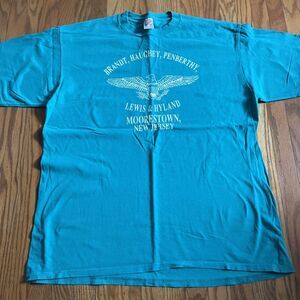 Vintage Jerzees Moorestown New Jersey Law Firm Eagle Made In USA Teal T-Shirt XL